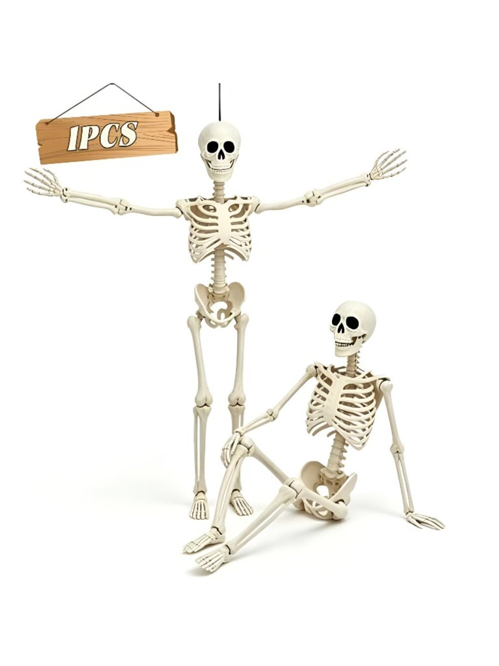5.75ft Life Size Giant Halloween Skeleton, 69" Posable Full Body Skeleton with